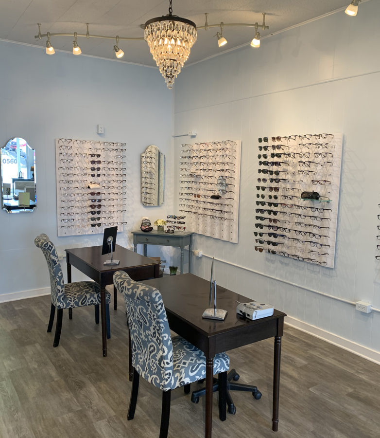 Eyeglasses selection at the OPMT Lafayette Optometry Center