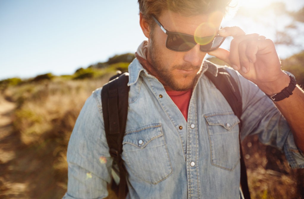 Man hiking with sunglasses